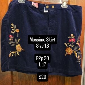 Mossimo Supply Co. Navy Skirt with Colorful Floral Design